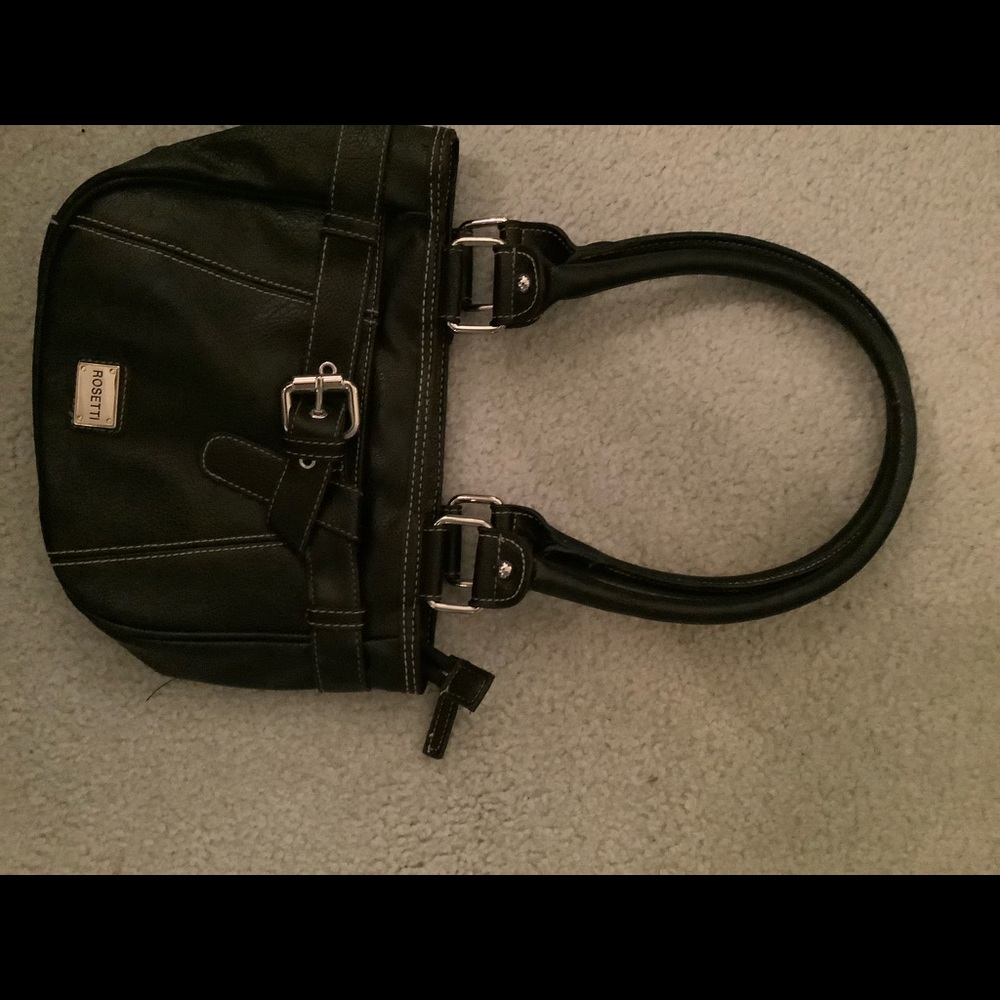 Black leather shoulder or wrist bag